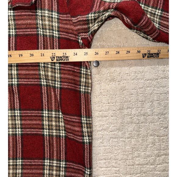 Chaps Ralph Lauren Men’s Large Plaid Flannel Shirt Red Green Tan Button Up - Picture 4 of 6